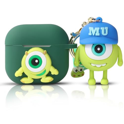 LEWOTE Kompatybilne z Apple Airpods 4 Etui Ochronne Zabawne Urocze z Kreskówkowym Lalką Brelok (Mike)
