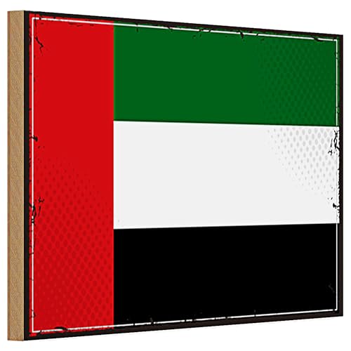 Vintage Holzschild | Flagge der Vereinigten Arabischen Emirate | Dekoration | 20 cm x 30 cm