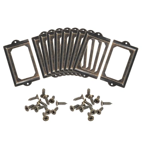 Porte-étiquettes en métal bronze 124x70mm pour organisation de bureau et tiroir lot de 10