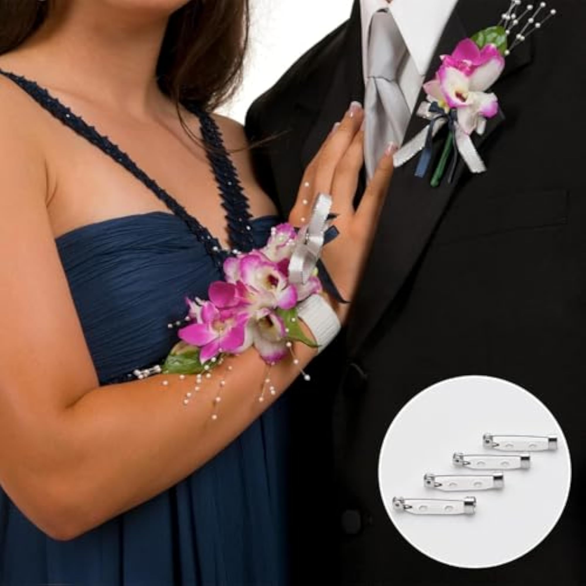 100 Pcs Silver Brooch Pins with Secure Back Clasp