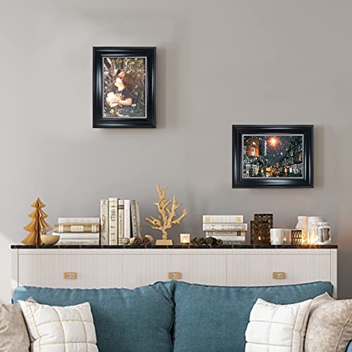 Graduationmall 5X7 Picture Frames, Real Glass, Display Photos For Wall Or Tabletop, Black With Silver Beads, 2-Pack #TOP6