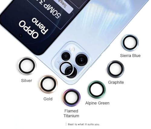 Image of FabeKee Tempered Glass Camera Lens Protector For 9H Hardness, Full Coverage Anti Scratch Camera Metal Ring (Reno15Pro /-Sierra Blue)