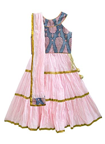 Image of A.T.U.N. (ALL THINGS UBER NICE) Girls Cotton Printed Readymade Ghaghra | Lehenga Choli and Dupatta Set | Ethnic Wear Clothing Set for Festival Occasions