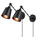 Produktbild Vintage Wandlampe Schwarz Metall Wandleuchte Nachttischlampe mit Schalter und Kabel 1,5 m, Industrial Verstellbare Wandleuchte Schlafzimmerlampe, E27 Wand Leseleuchte für Wohnzimmer Küche,2Pack