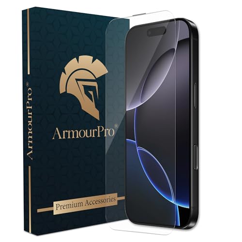 Image of ArmourPro Military-Grade Gorilla Borderless Tempered Glass for iPhone 16 Pro and iPhone 17 (6.3 Inches) with Installation Kit | Anti Dust Mesh Filter, 9H Hardness Shatterproof, Full Screen Coverage