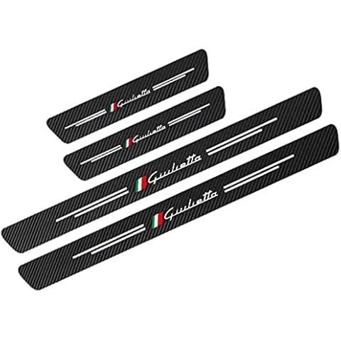 AMPTRV 4pcs Threshold Cover Protection Trim Kick Plates for Alfa Romeo Giulietta, 4D Carbon Fiber Automotive Anti-Kick Anti-Scratch Pedal Styling Decoration Accessories Cover