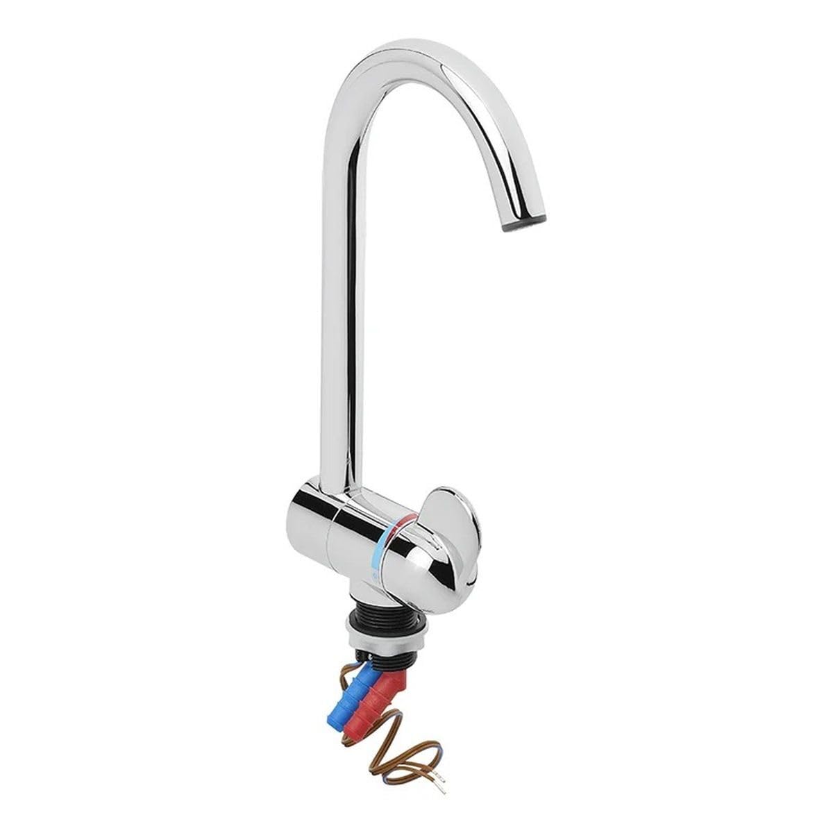 Rubinetto freddo e caldo, stile 3000, beccuccio in metallo, Ø 27 mm, cromato per camper, roulotte