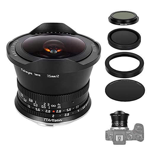 TTArtisan Objetivo de 7.5mm F2.0,Objetivo MF de cámara Compatible con EOS RF-Mount EOS R RP R5 R6 (EOS RF Mount) Cover