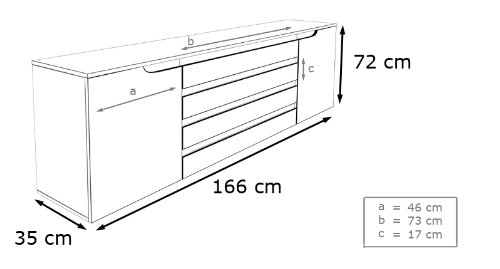 Vladon Sideboard Kommode Sylt V2 | Korpus in Schwarz matt / Front in Weiß Hochglanz | 166 x 72 x 35 cm - B00HTY4AVA Vladon Sideboard Kommode Sylt V2 | Korpus in Schwarz matt / Front in Weiß Hochglanz | 166 x 72 x 35 cm