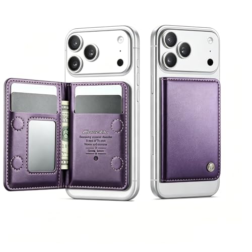 Image of Magnetic Wallet for iPhone, Detachable Magnetic Card Holder Compatible with MagSafe, RFID Blocking Magnetic Phone Wallet with Kickstand for iPhone 17 /16 /15 /14 /13 /12 Series, Purple