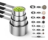 Mage Crab Magnetic Stainless Steel Measuring Cups & Spoons Set –(4+8)-Piece Stackable Set with Engraved Measurements – Dishwasher Safe Baking Essentials-Solid