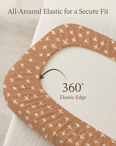 Image of Bedside Bassinet Sheets 2 Pack, 33 x 20 Fitted Bedside Sleeper Sheets, Ultra Soft Breathable Polyester, Ideal for Baby Girl or Boy and Newborns (Rusty Garden, Bedside Sleeper Sheet)