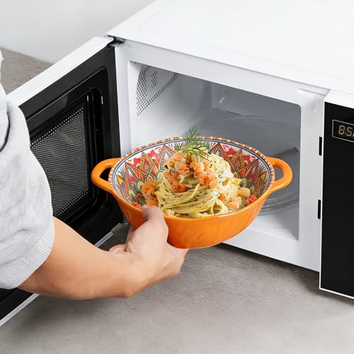 Foto von Suppenschüssel mit Henkel Suppenschalen mit Henkel Salatschüssel groß Salatschüssel Keramik Servierschüssel groß - Boho 1200-1500ml, 24x19,5x7cm - für Ramen, Suppe, Salat