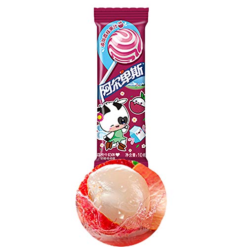 Chinese Shanghai Classical Childhood Hard Candy Fruit Flavor 上海阿尔卑斯棒棒糖 20 pcs (Lychee milk flavor)