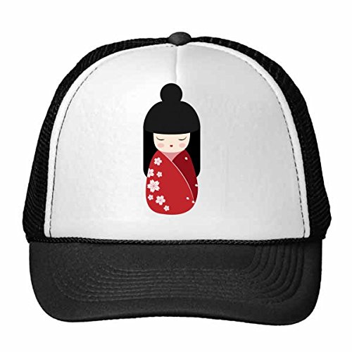 Gorra de béisbol de niños ajustable estilo camionero con patrón rojo de sakura japonesa