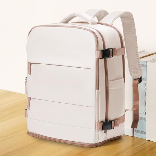 Image of coowoz Travel Backpack Carry On for Women Man Gym Backpacks with Laptop Compartment Mochila de Viaje Teacher Personal Item Backpack Airplane Accessories Must Haves Beige Brown 20L
