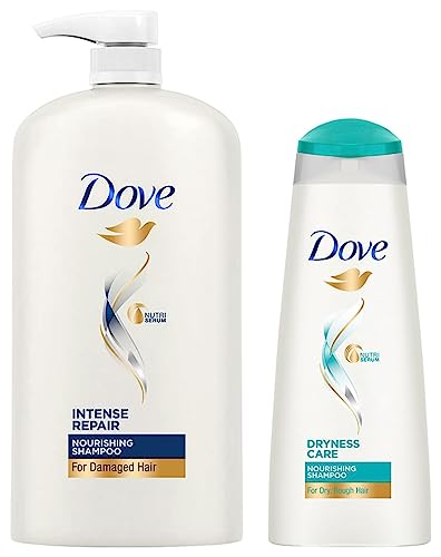 Image of Dove Intense Repair Shampoo, 1L & Dove Dryness Care Shampoo, 340ml