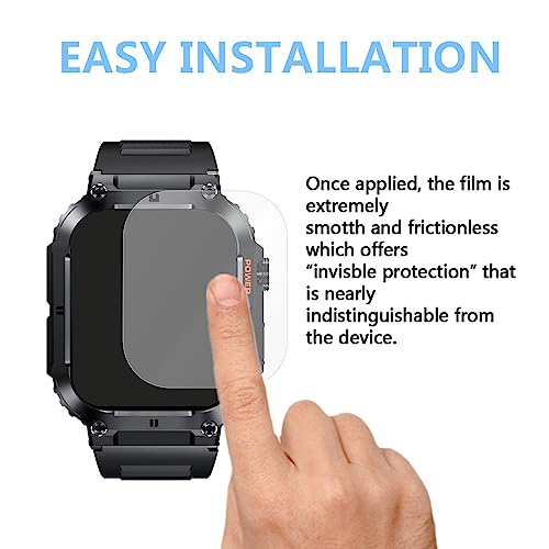 Aemus Screen Protector Compatible for Ypaddbu, Hvlgmrc Military Smart Watch 1.96 Inches (6 Pack) PET Clear Film Compatible for JUGEVI, LIGE K57 Pro Smart Watch