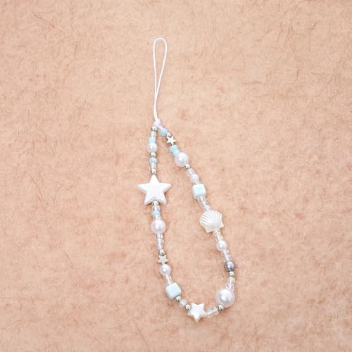 Image of Cute Beaded Camera Wrist Strap for Phone, Digital Camera Charm Lanyard, Pearl Beaded Chain for Bag Keychain Gift