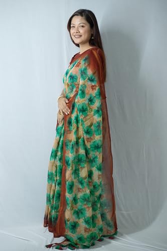 Image of MIRCHI FASHION Women Saree Cotton Abstract Printed | Lightweight Comfortable Sari for Office and Regular Daily Wear with Matching Blouse Piece