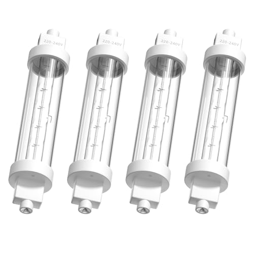 Lamptobe 118MM R7S Heat Lamp Bulbs 300w, Gantry Lights Jacketed Food Heat Bulbs Warm White 2700K, Catering Halogen Heat Lamp Bulb 240V for Kitchen,Catered Event,Canteen,Buffets(Pack of 4)