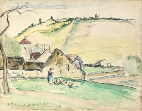 Toile paysage de Pissarro 60x90cm avec tableau de la ferme à Châtillon pour bureau