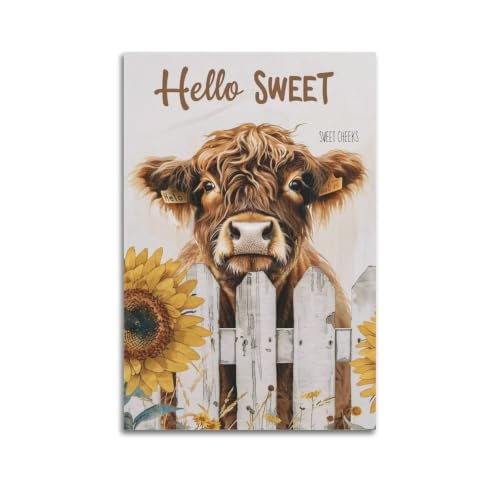 Affiche Highland Cow vintage poster vache déco salon 60x90cm