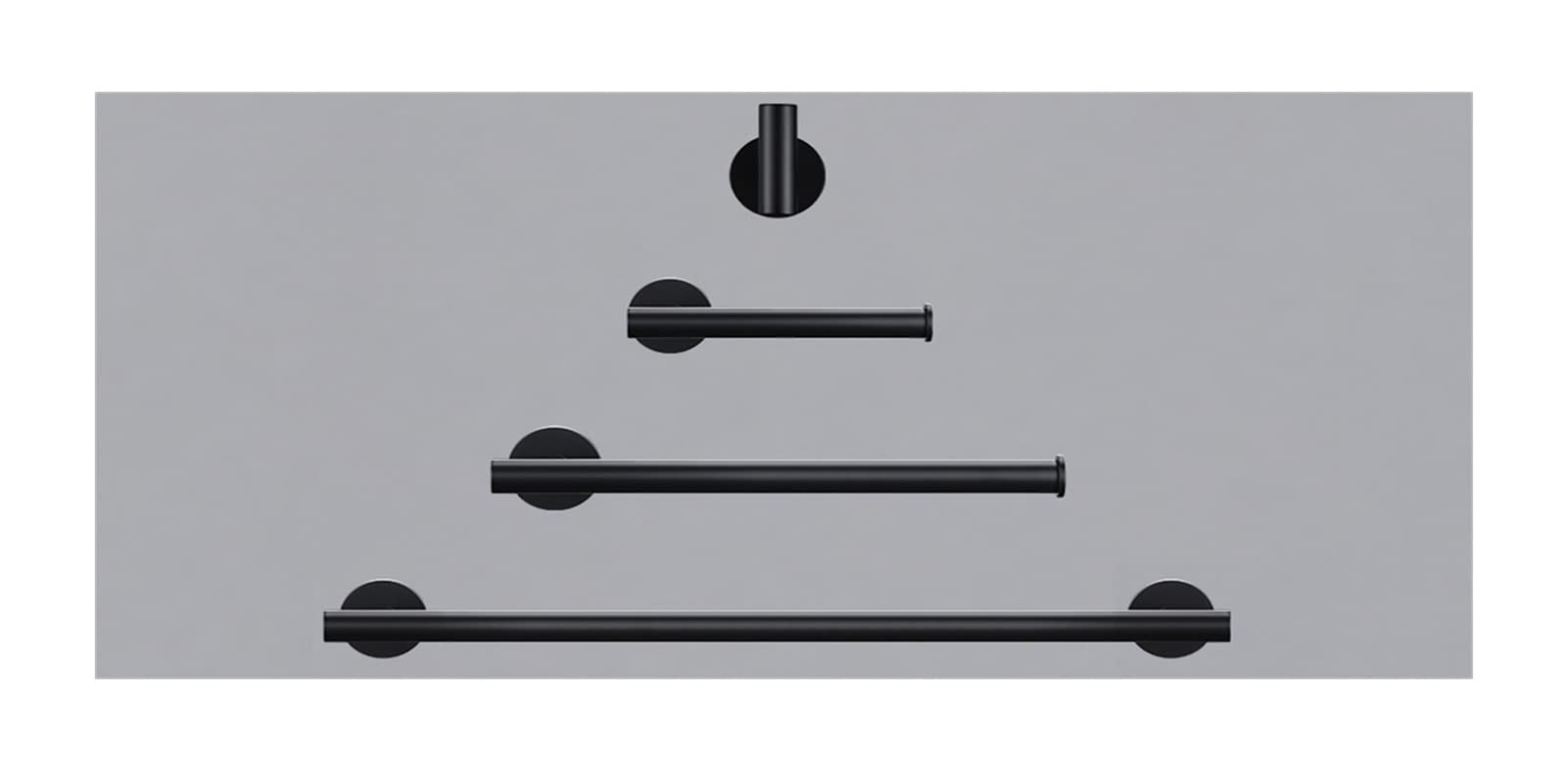 WDSOPK Housewares Four-piece Black Stainless Steel Hook Towel Bar Rack Rod Bathroom Hardware Rack Paper Towel Rack Grab Rail（Mb-4 Set）