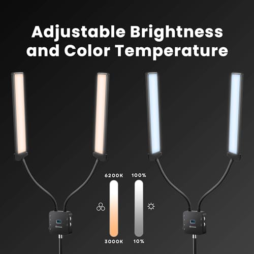 Lume Cube Flex Light Pro - Portable Dual LED Lamp with Tripod and Phone Holder Mount | Flexible 2-Point LED Lights for Tattoo artists, beauticians, aestheticians, lash Artists, and content creators - Thumbnail 4