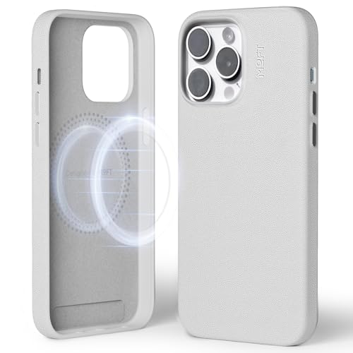 MOFT Designed for iPhone 14 Pro Max Case, MOVAS Vegan Leather Soft & Smooth & Anti-Scratch Protective Phone Case, Compatible with MagSafe, Fine Fiber Lining, Lifted Camera Ring, Misty Cove M