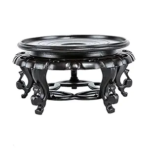 Fengtaike Oriental Vase Stand/Flower Pot Vase Resin Base Stand - Stone Aquarium Fishbowl Teapot Base, Stone Buddha Incense Display Stand (D:7.08 inch/18cm)