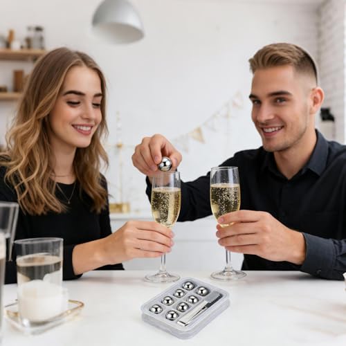 Bolas de hielo para whisky como regalo de bar, 8 esferas refrescantes con bola de café y pinza 4