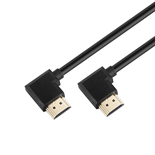 Bolongking - Cabo HDMI de alta velocidade banhado a ouro, com ângulo de 90 graus à direita numa extremidade e à esquerda em outro, conexão macho a macho, 60 Hz, 4K, 2K 0,3 m.