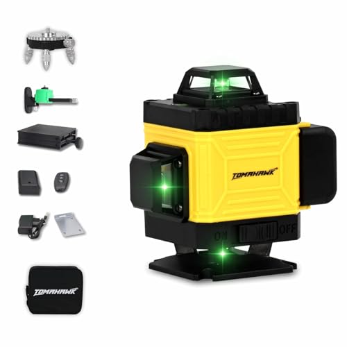 Image of TOMAHAWK LEV-1616-16 Lines Green Laser Level Pro - 4x360 4D Green Cross Self-Levelling Professional Laser Line for Construction with Two 360 Vertical /Horizontal Laser Level