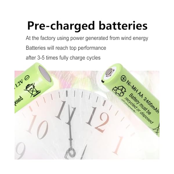1.2v AA Size 2400mAh High Capacity Rechargeable Batteries,Low Self Discharge NiMH Battery for Outdoor Solar Lights,Path Light, Keyboard, Microphones(12 Packs) - Image 6