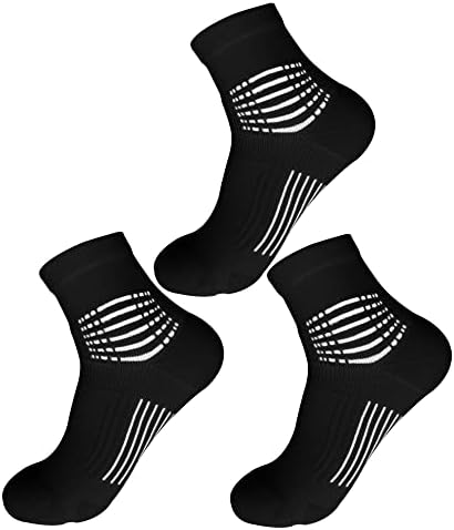 JDQ 3 Pairs Low Cut Compression socks for women and men Marathon Tennis Basketball Running Ankle Athletic Socks 15-20mmHg & 20-30mmHg Best Support for Nursing Travel(Medium,Black)