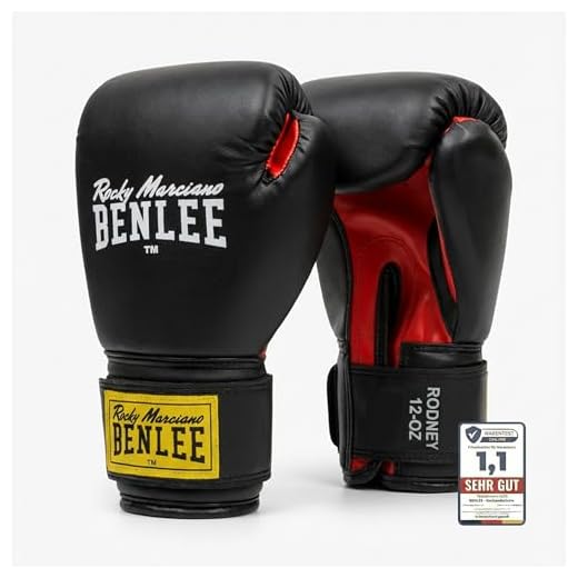 BENLEE Rocky Marciano Boxhandschuhe Training Gloves Rodney, Schwarz/Rot, 12, 194007