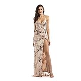 faldas largas con dos aberturas Diseño: vestido de lentejuelas sexy, encaje exquisito, te hace más encantador y mostrar tu temperamento.