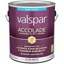 Valspar 11002 Ultra White Base Accolade Interior Paint & Primer, Matte, 1 Gallon