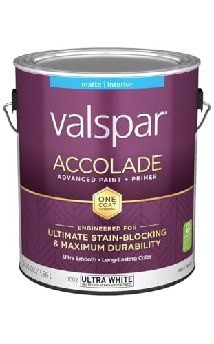 Valspar 11002 Ultra White Base Accolade Interior Paint & Primer, Matte, 1 Gallon