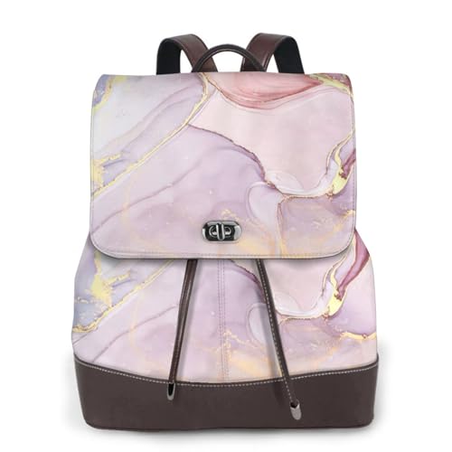 Sac à dos en cuir femme marbre violet pour le bureau