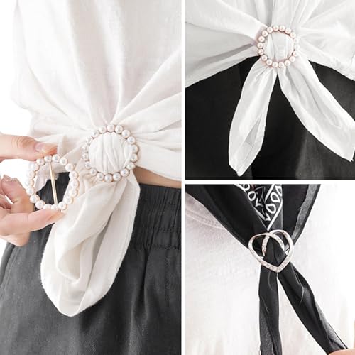 Image of 4PCS Scarf Ring Clip Scarf Rings for Women Button Covers for Women Blouses Shirt Tightener Clip Cinch Pin Clothes Jewelry