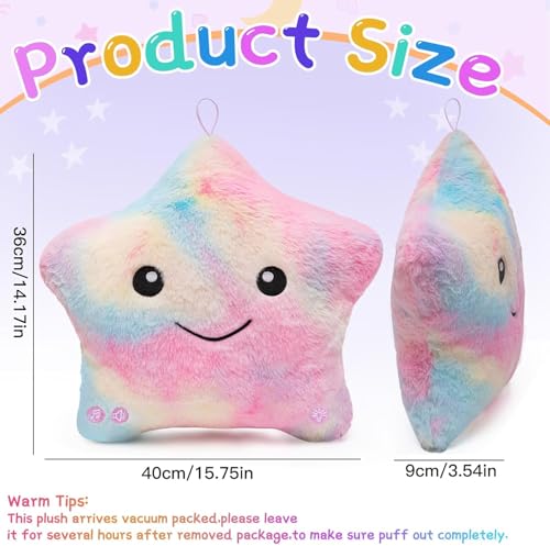 Image of Subao Sensory Toys for Toddlers,14 inch Toddler Pillow with Light & Music,Plush Star Night Light for Kids Autism Sensory Products,Birthday Xmas Easter Gifts for 3 4 5 6 7 8 9 10 Year Old Girls Colorful