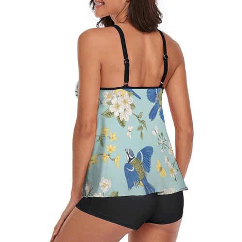 Ensemble bikini tankini de qualité supérieure avec imprimé oiseau chic et finitions soignées - 3