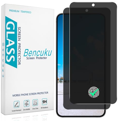 Bencuku (2 Pack) Privacy Screen Protector for Samsung Galaxy S24 5G Anti Spy Tempered Glass Support Fingerprint Unlock Anti Scratch Bubble Free