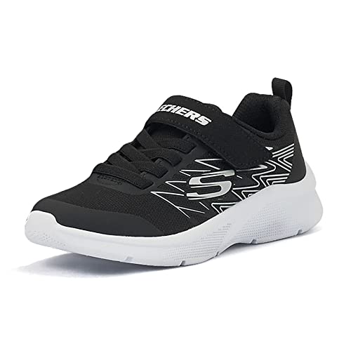 Skechers Microspec Texlor, Sneaker Bambini e ragazzi, Tessuto Nero Finiture In Argento Nero, 33 EU