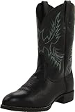 Ariat Men's Heritage Stockman Western Boot, Black Deertan/Shiny Black, 10 Wide