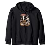 Spooky skeleton drinking morning coffee in a dark forest Zip Hoodie