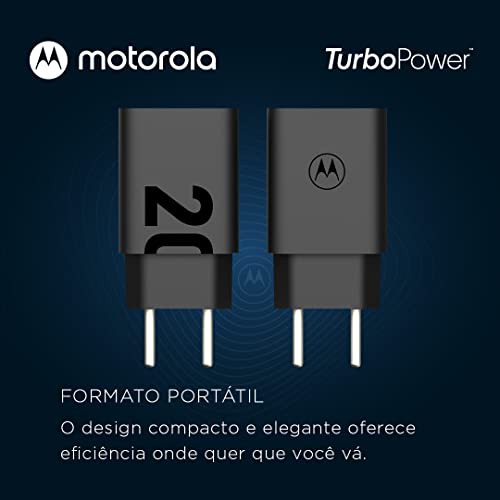 Motorola, Carregador Turbo Power 20W, Cabo 1 Metro, Porta USB-A, Cabo USB-C