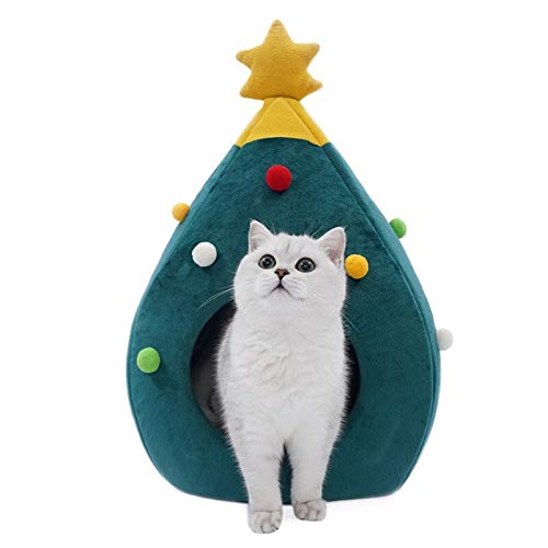 Lit chaud pour chat et chien en forme de maison de Noël